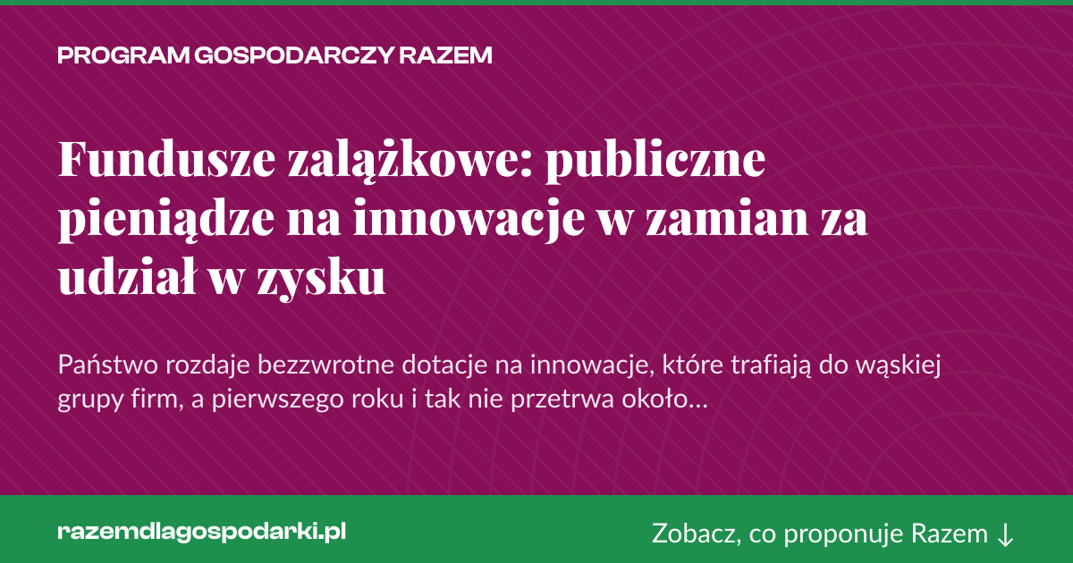 Karta social do udostępnienia: Fundusze zalążkowe: publiczne pieniądze na innowacje w zamian za udział w zysku
