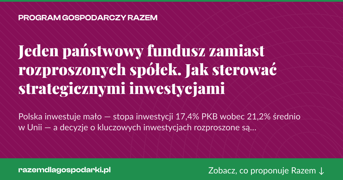 Karta social do udostępnienia: Jeden państwowy fundusz zamiast rozproszonych spółek. Jak sterować strategicznymi inwestycjami