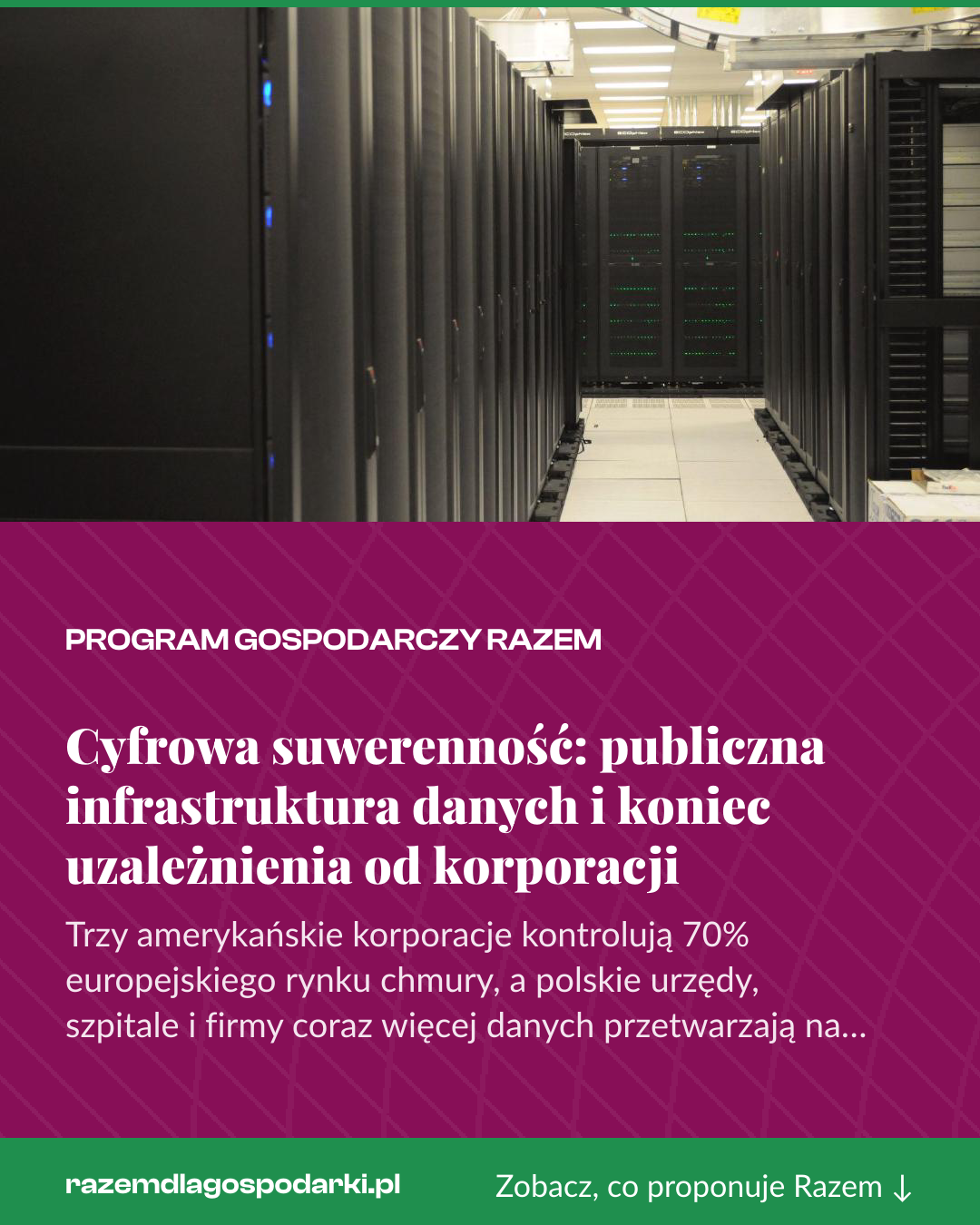 Grafika pionowa do udostępnienia: Cyfrowa suwerenność: publiczna infrastruktura danych i koniec uzależnienia od korporacji